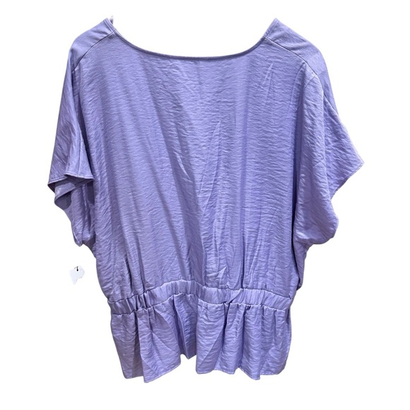 Nine West Women's Light Purple Cinched Waist V-Neck Blouse Size 2X office work - Picture 6 of 13